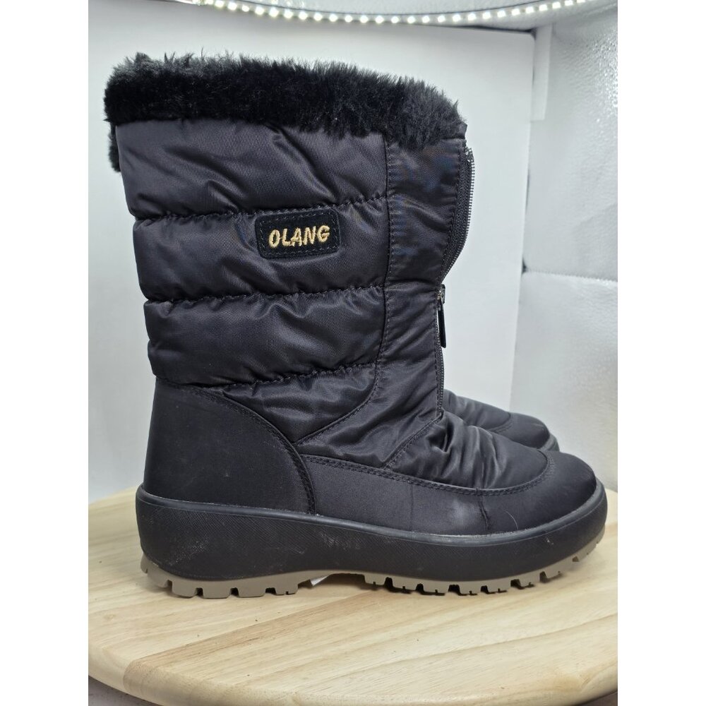OLANG Size 7 Women's Winter Ski Snow Boots Insulated Black Faux-Fur Lining GRIP - Picture 3 of 11